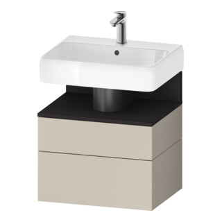 Duravit Meuble sous lavabo Qatego 59x47x59 cm, gris mat, 1 porte, 1 tiroir