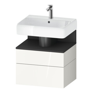 Duravit Meuble sous-lavabo Qatego 59x47x59 cm, gris mat/blanc, 1 porte, 1 tiroir