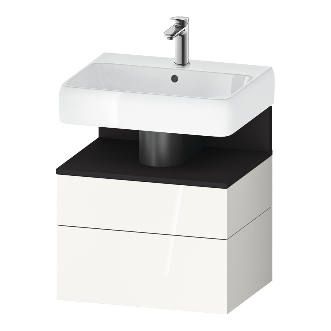 Duravit Meuble sous lavabo Qatego 59x47x59 cm, gris mat/blanc, 1 porte, 1 tiroir