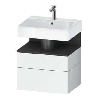 Duravit Meuble sous lavabo Qatego 59x47x59 cm, gris mat/blanc mat, 1 porte, 1 tiroir