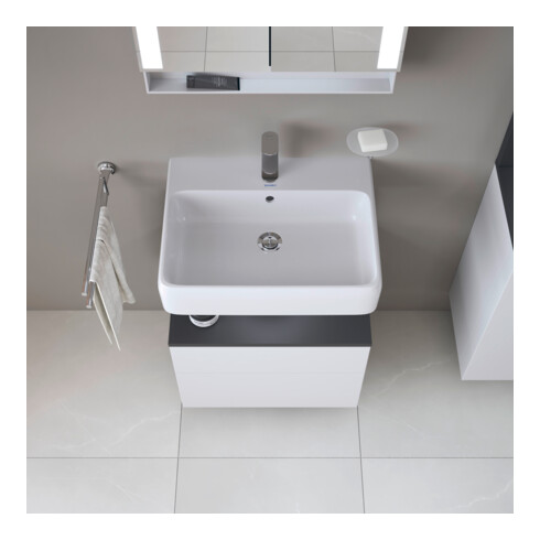 Duravit Meuble sous-lavabo Qatego 59x47x59 cm, gris mat/blanc mat, 1 porte, avec poignée