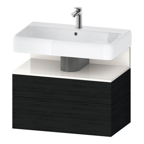 Duravit Meuble sous lavabo Qatego 79x47x59 cm, blanc brillant, 1 porte, avec niche