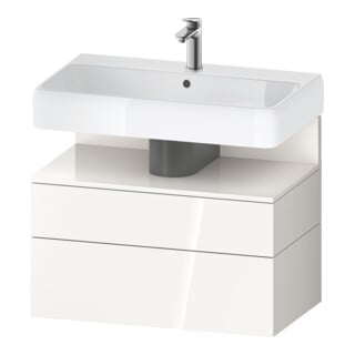 Duravit Meuble sous-lavabo Qatego 79x47x59 cm, blanc brillant, 1 tiroir, 1 coulissant