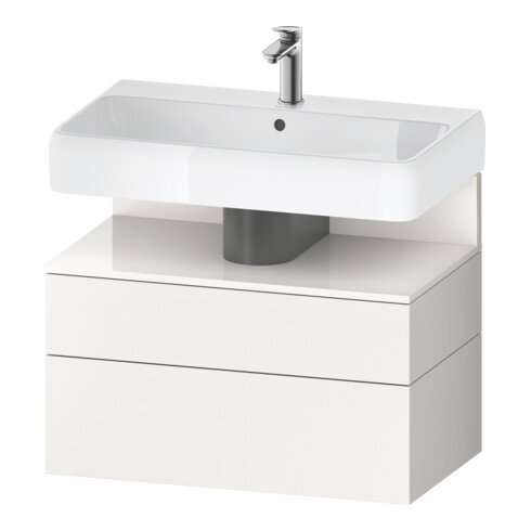Duravit Meuble sous-lavabo Qatego 79x47x59 cm, blanc brillant/blanc mat, 1 porte, avec poignée B