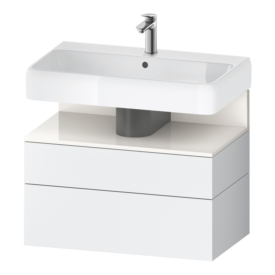 Duravit Meuble sous-lavabo Qatego 79x47x59 cm, blanc brillant/bois, 1 porte, 1 tiroir