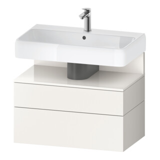 Duravit Meuble sous-lavabo Qatego 79x47x59 cm, blanc brillant/gris, 1 porte, 1 tiroir