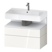 Duravit Meuble sous-lavabo Qatego 79x47x59 cm, blanc mat/blanc brillant, 1 porte, 1 tiroir