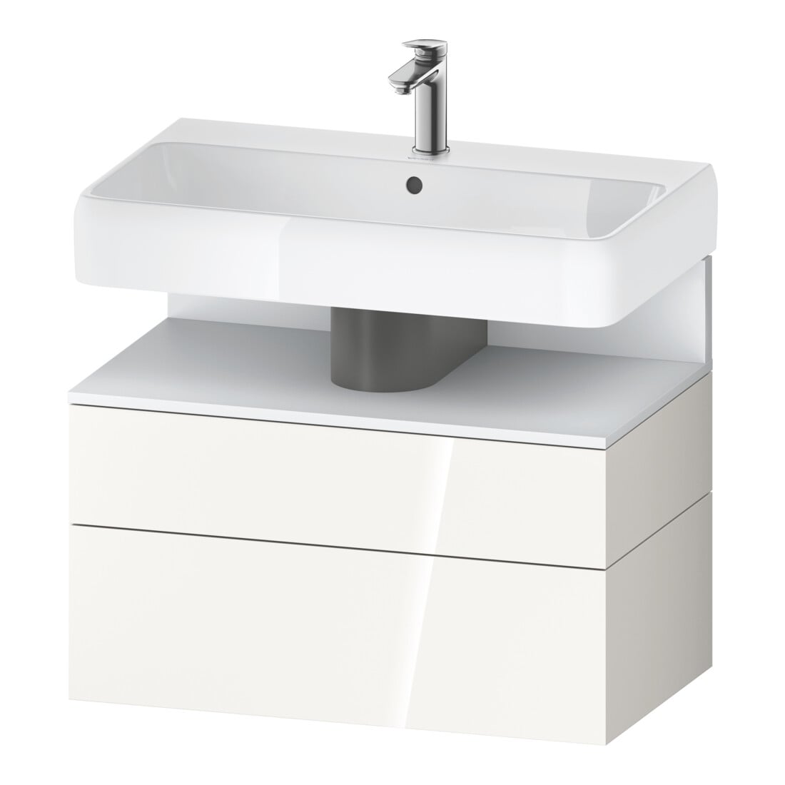 Duravit Meuble sous-lavabo Qatego 79x47x59 cm, blanc mat/blanc brillant, 1 porte, avec niche