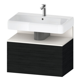 Duravit Meuble sous lavabo Qatego 79x47x59 cm, blanc mat/effet soie, 1 porte, 1 tiroir