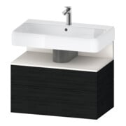 Duravit Meuble sous lavabo Qatego 79x47x59 cm, blanc mat/effet soie, 1 porte, 1 tiroir