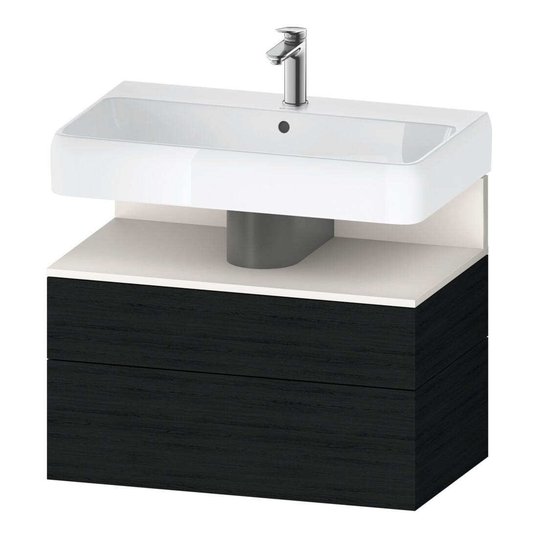 Duravit Meuble sous lavabo Qatego 79x47x59 cm, blanc mat/effet soie, 1 porte, 1 tiroir