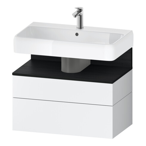 Duravit Meuble sous-lavabo Qatego 79x47x59 cm, blanc mat/gris, 1 porte, 1 tiroir