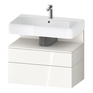 Duravit Meuble sous lavabo Qatego 79x47x59 cm, blanc mat/gris, 1 porte, avec niche