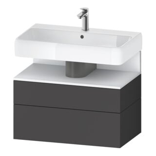 Duravit Meuble sous lavabo Qatego 79x47x59 cm, blanc mat/gris mat, 1 porte, 1 tiroir