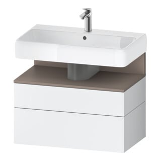 Duravit Meuble sous lavabo Qatego 79x47x59 cm, blanc mat/gris mat, 1 porte, 1 tiroir