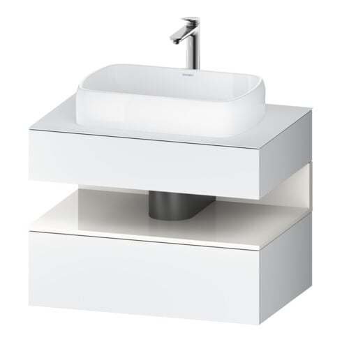 Duravit Meuble sous-lavabo Qatego 80x55x60 cm, blanc brillant/blanc mat, 1 tiroir