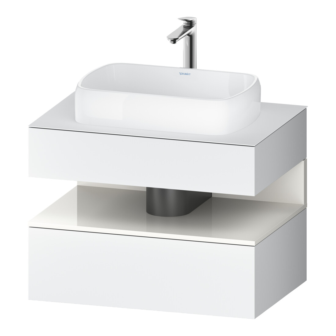 Duravit Meuble sous-lavabo Qatego 80x55x60 cm, blanc brillant/blanc mat, 1 tiroir