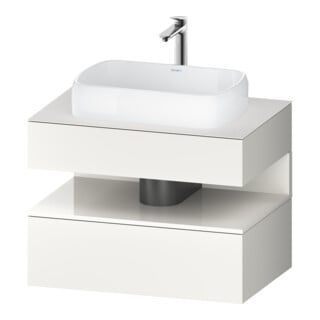 Duravit Meuble sous-lavabo Qatego 80x55x60 cm, blanc brillant/bois, 1 tiroir