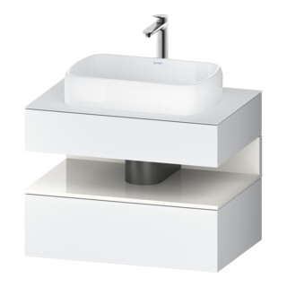 Duravit Meuble sous lavabo Qatego 80x55x60 cm, blanc brillant/bois, niche