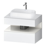 Duravit Meuble sous lavabo Qatego 80x55x60 cm, blanc brillant/bois, niche