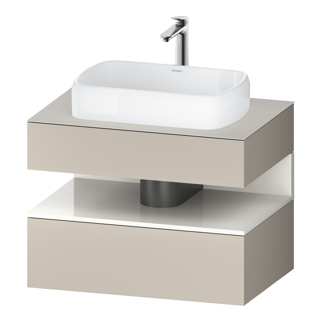 Duravit Meuble sous lavabo Qatego 80x55x60 cm, blanc g/taupe, placage, 1 tiroir
