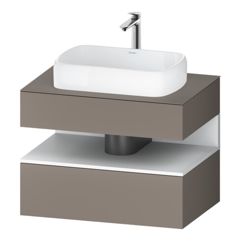 Duravit Meuble sous lavabo Qatego 80x55x60 cm, blanc mat/bois mat, 1 tiroir