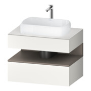 Duravit Meuble sous lavabo Qatego 80x55x60 cm, blanc mat/bois mat, placard, niche-1