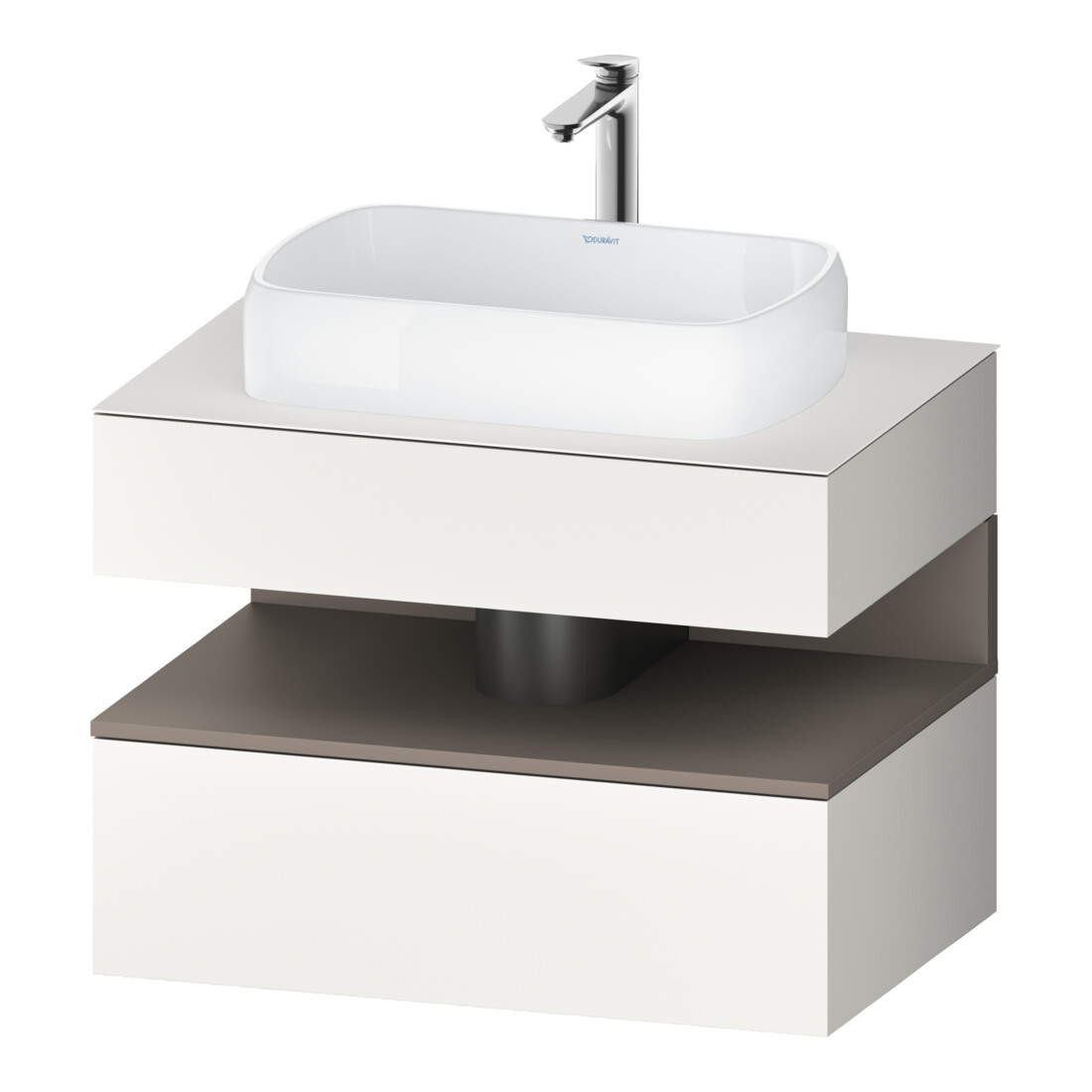 Duravit Meuble sous lavabo Qatego 80x55x60 cm, blanc mat/bois mat, placard, niche