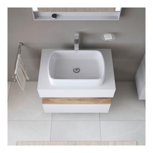 Duravit Meuble sous lavabo Qatego 80x55x60 cm, blanc mat, placage, pour niche
