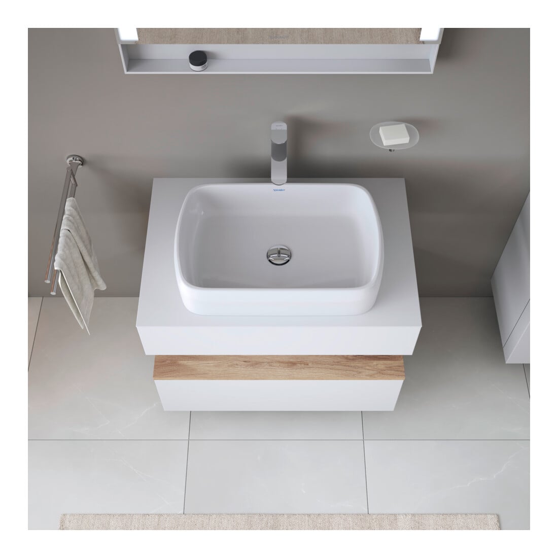 Duravit Meuble sous lavabo Qatego 80x55x60 cm, blanc mat, placage, pour niche