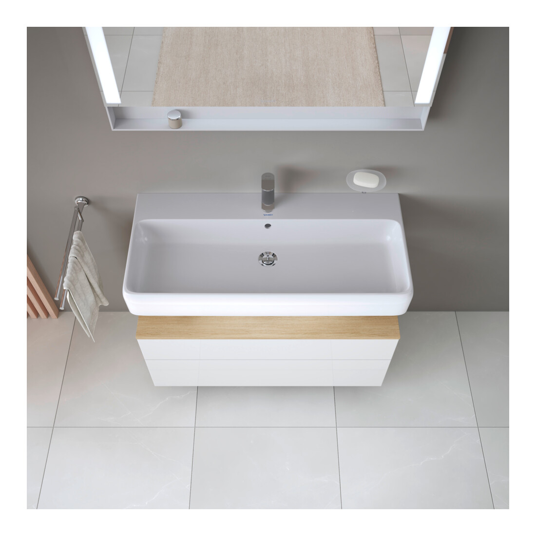 Duravit Meuble sous lavabo Qatego 99x47x59 cm, blanc, 1 porte, avec poignée