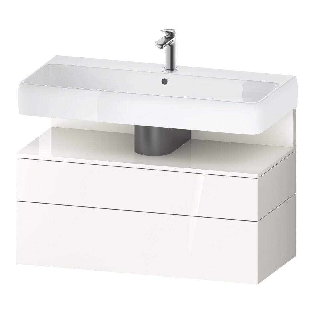 Duravit Meuble sous-lavabo Qatego 99x47x59 cm, blanc brillant, 1 tiroir, 1 coulissant