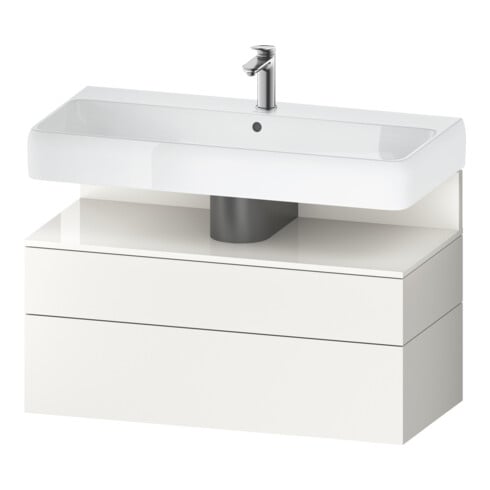 Duravit Meuble sous lavabo Qatego 99x47x59 cm, blanc brillant/blanc mat, 1 porte, 1 tiroir