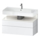 Duravit Meuble sous-lavabo Qatego 99x47x59 cm, blanc brillant/bois, 1 porte, 1 tiroir-1
