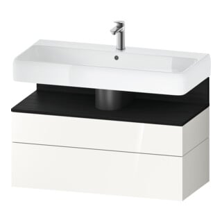 Duravit Meuble sous lavabo Qatego 99x47x59 cm, blanc/ébéne, 1 porte, avec poignée