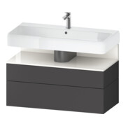 Duravit Meuble sous lavabo Qatego 99x47x59 cm, blanc/gris, 1 porte, avec poignée