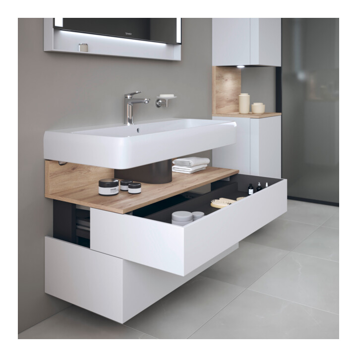 Duravit Meuble sous-lavabo Qatego 99x47x59 cm, blanc mat, 1 porte, avec niches