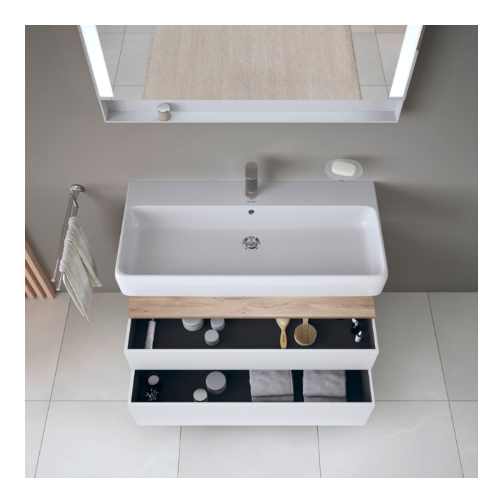 Duravit Meuble sous-lavabo Qatego 99x47x59 cm, blanc mat, 1 porte, avec niches