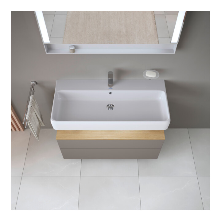 Duravit Meuble sous lavabo Qatego 99x47x59 cm, blanc mat, 1 porte, niche intégrée