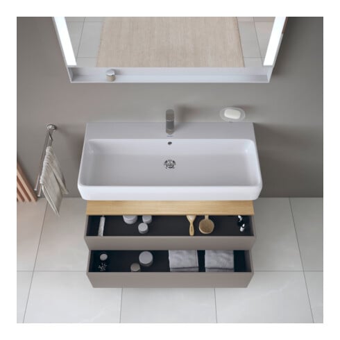 Duravit Meuble sous lavabo Qatego 99x47x59 cm, blanc mat, 1 porte, niche intégrée