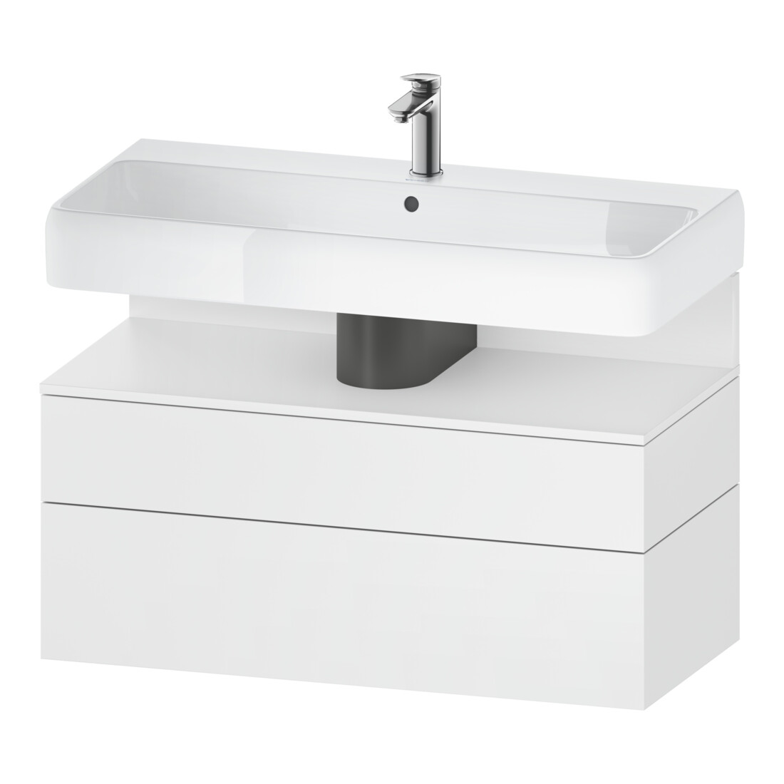 Duravit Meuble sous lavabo Qatego 99x47x59 cm, blanc mat, 1 tiroir, 1 coulissant