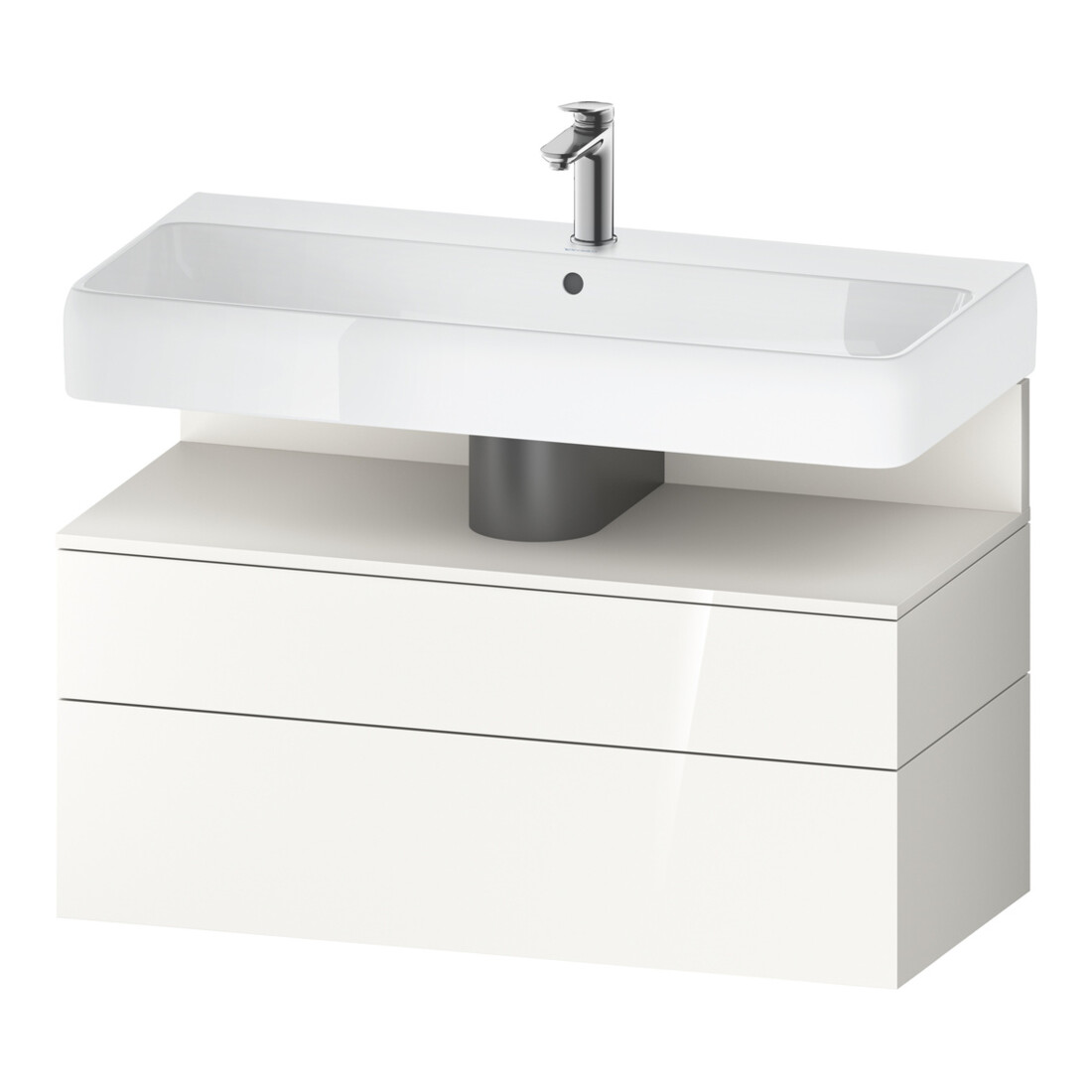 Duravit Meuble sous lavabo Qatego 99x47x59 cm, blanc mat/blanc brillant, 1 porte, avec niches