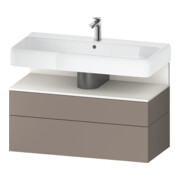 Duravit Meuble sous-lavabo Qatego 99x47x59 cm, blanc mat/bois mat, 1 porte, 1 tiroir-1