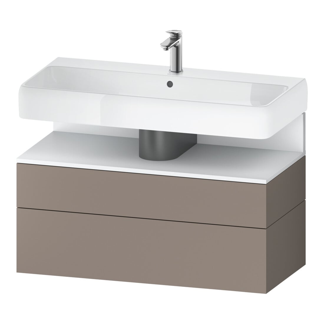 Duravit Meuble sous-lavabo Qatego 99x47x59 cm, blanc mat/bois mat, 1 porte, 1 tiroir