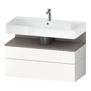 Duravit Meuble sous-lavabo Qatego 99x47x59 cm, blanc mat/gris, 1 porte, avec poignée