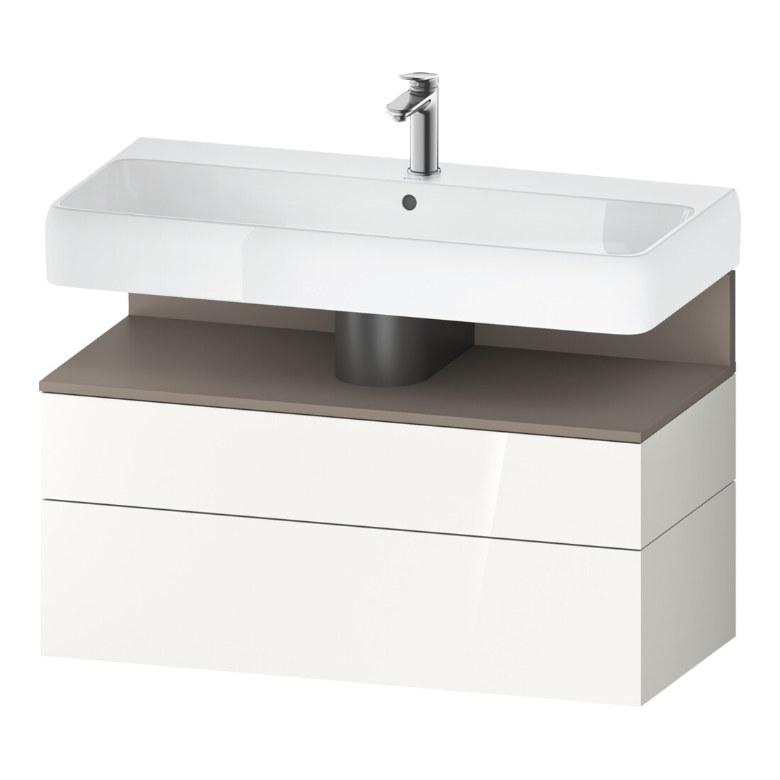 Duravit Meuble sous-lavabo Qatego 99x47x59 cm, blanc mat/gris, 1 porte, avec poignée