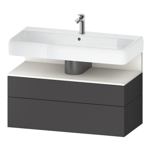 Duravit Meuble sous lavabo Qatego 99x47x59 cm, blanc mat/gris mat, 1 porte, 1 tiroir