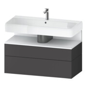 Duravit Meuble sous-lavabo Qatego 99x47x59 cm, blanc mat/gris mat, 1 porte, 1 tiroir