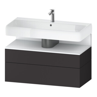 Duravit Meuble sous lavabo Qatego 99x47x59 cm, blanc mat/gris mat, 1 porte, 1 tiroir