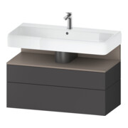 Duravit Meuble sous-lavabo Qatego 99x47x59 cm, blanc mat/gris mat, 1 porte, 1 tiroir-1